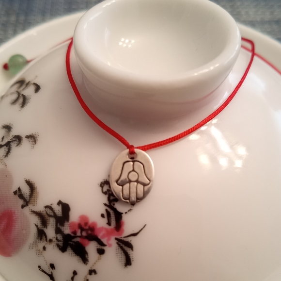 925S Sterling Silver Hamsa Red String Bracelet - Picture 3 of 4